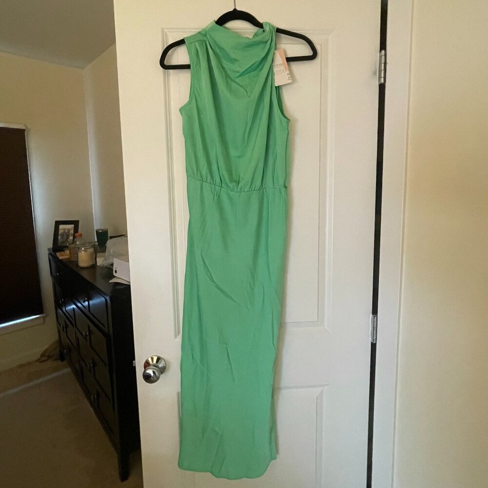 BTFBM Seafoam Green Mock Neck Maxi Dress